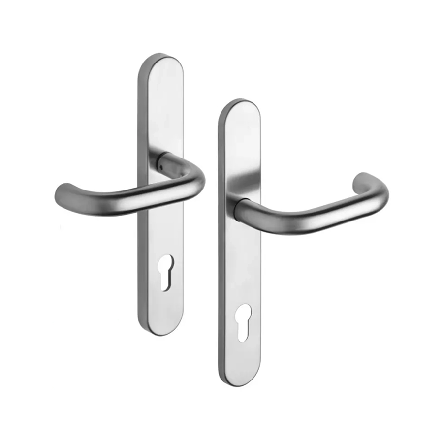 bezpečnostní kování pro samozamykací zámky, klika/klika (dělený hranol), broušený nerez