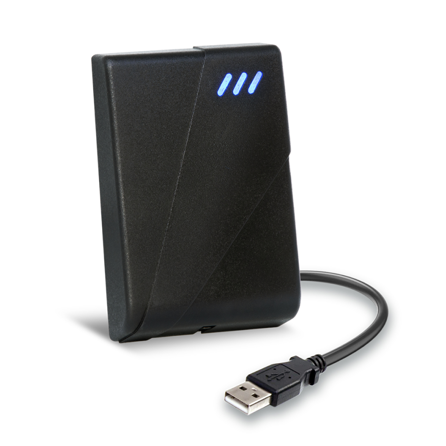 čtečka pro kiosek - EM/MIFARE/DESFire/NFC/Virtual, USB připojení, montáž na stěnu, kabel 195cm